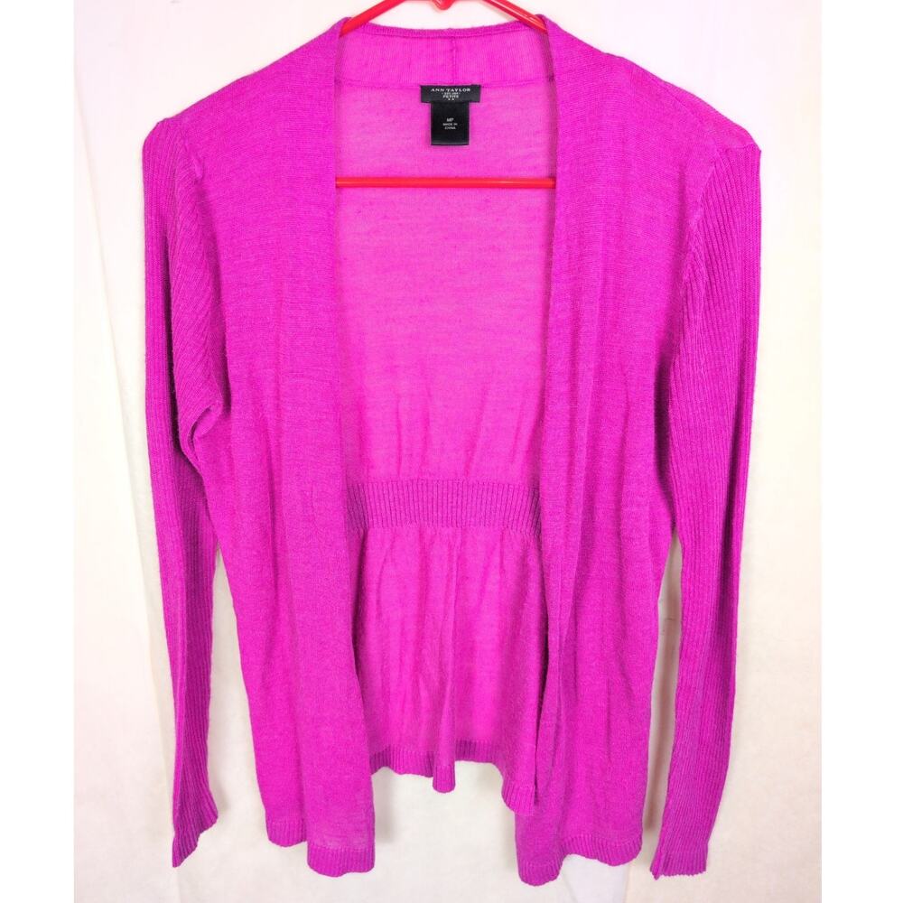 Ann Taylor Petite purple light weight cardigan sweater Size Med Colorful Preppy